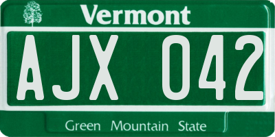 VT license plate AJX042