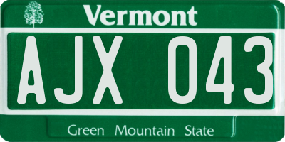 VT license plate AJX043
