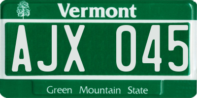 VT license plate AJX045