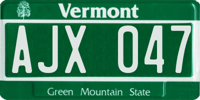 VT license plate AJX047