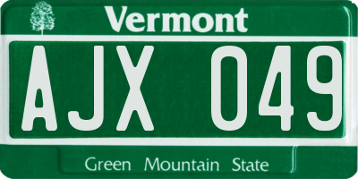 VT license plate AJX049