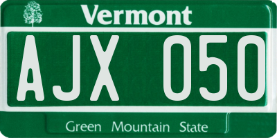 VT license plate AJX050