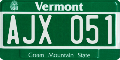 VT license plate AJX051