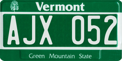 VT license plate AJX052