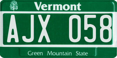 VT license plate AJX058