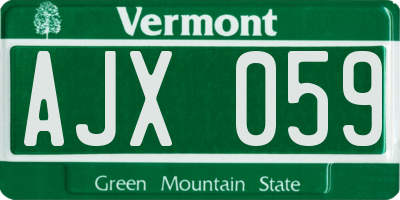 VT license plate AJX059