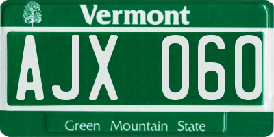 VT license plate AJX060