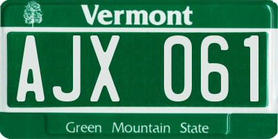 VT license plate AJX061