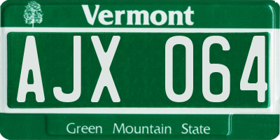 VT license plate AJX064
