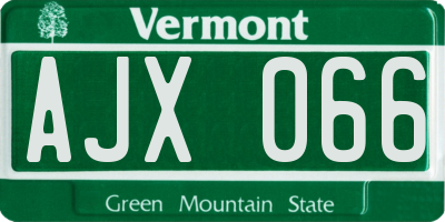 VT license plate AJX066