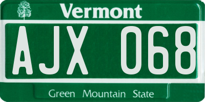 VT license plate AJX068