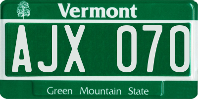 VT license plate AJX070
