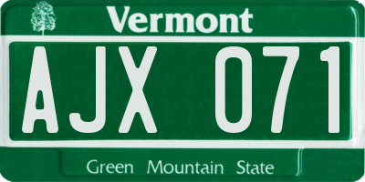 VT license plate AJX071