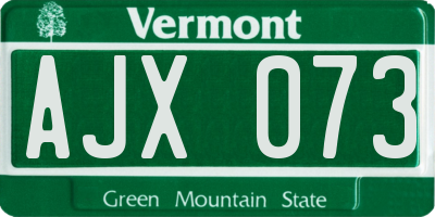 VT license plate AJX073