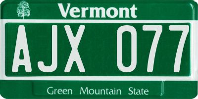 VT license plate AJX077