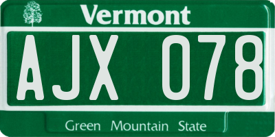 VT license plate AJX078