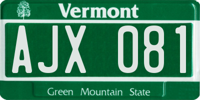 VT license plate AJX081