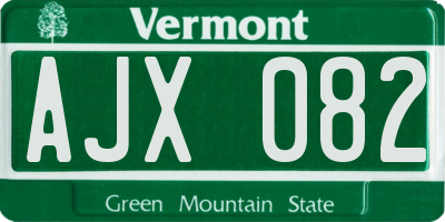 VT license plate AJX082