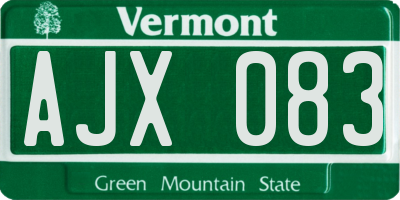 VT license plate AJX083