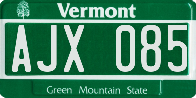 VT license plate AJX085