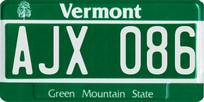 VT license plate AJX086