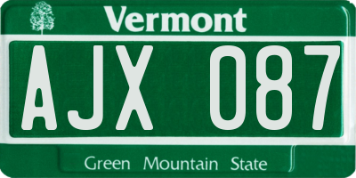 VT license plate AJX087