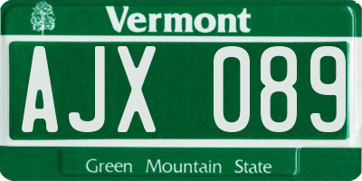 VT license plate AJX089