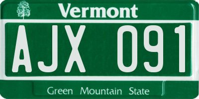 VT license plate AJX091
