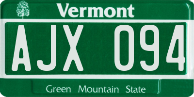 VT license plate AJX094