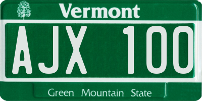 VT license plate AJX100