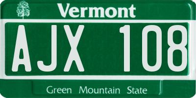 VT license plate AJX108