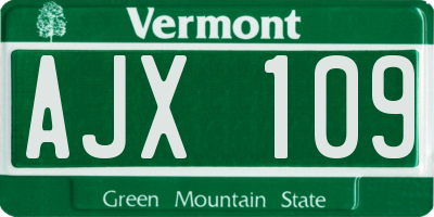VT license plate AJX109