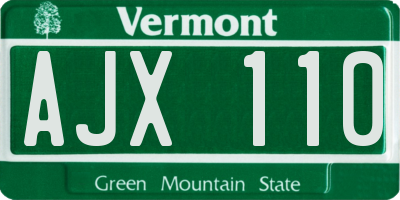 VT license plate AJX110