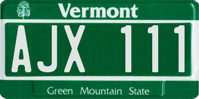 VT license plate AJX111