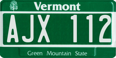 VT license plate AJX112