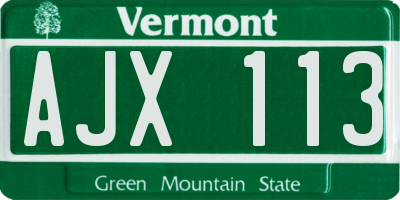 VT license plate AJX113