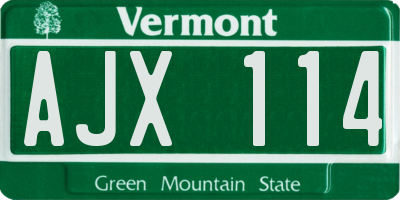 VT license plate AJX114