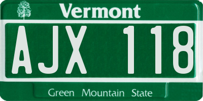 VT license plate AJX118