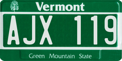 VT license plate AJX119