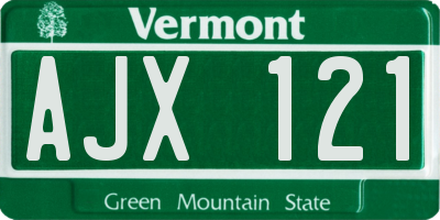 VT license plate AJX121