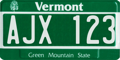 VT license plate AJX123