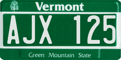 VT license plate AJX125