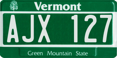 VT license plate AJX127