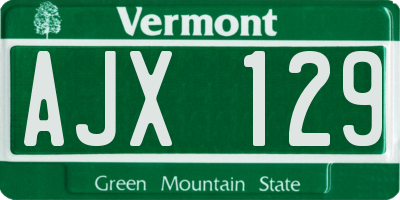 VT license plate AJX129
