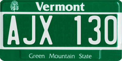 VT license plate AJX130