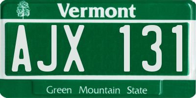 VT license plate AJX131
