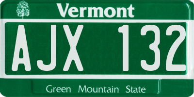 VT license plate AJX132