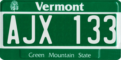 VT license plate AJX133