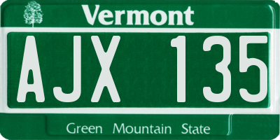 VT license plate AJX135