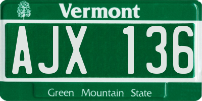 VT license plate AJX136